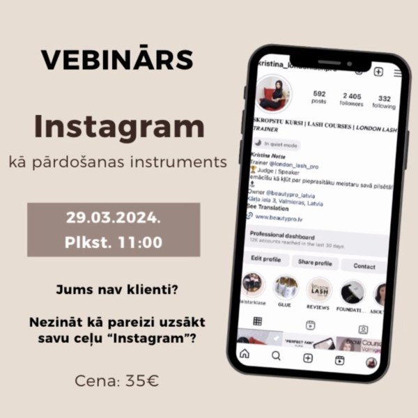 Vebinārs "Instagram kā pārdošanas instruments"